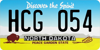 ND license plate HCG054