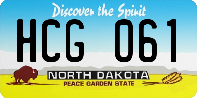 ND license plate HCG061