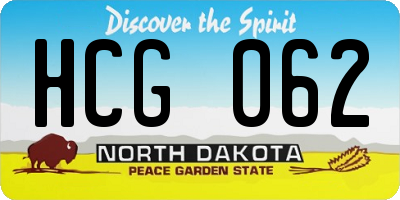 ND license plate HCG062