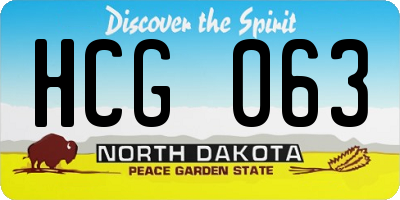 ND license plate HCG063