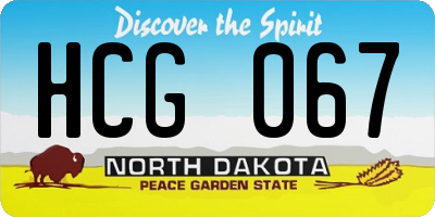 ND license plate HCG067