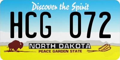 ND license plate HCG072