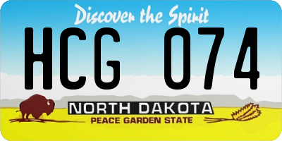 ND license plate HCG074