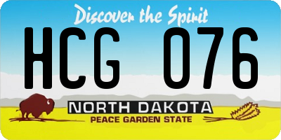 ND license plate HCG076