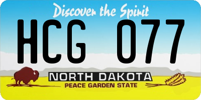 ND license plate HCG077