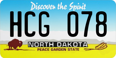 ND license plate HCG078