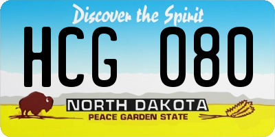 ND license plate HCG080
