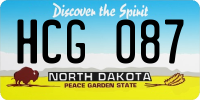 ND license plate HCG087