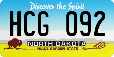 ND license plate HCG092