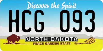 ND license plate HCG093