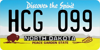 ND license plate HCG099