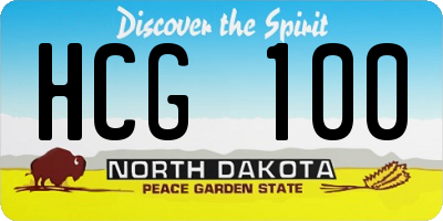 ND license plate HCG100