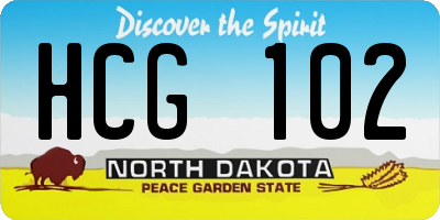 ND license plate HCG102