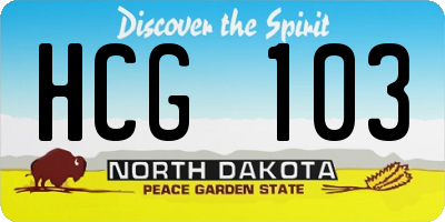 ND license plate HCG103