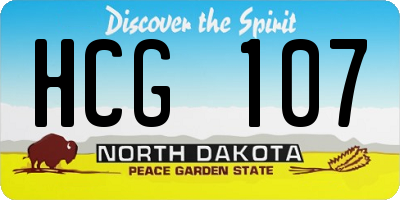 ND license plate HCG107