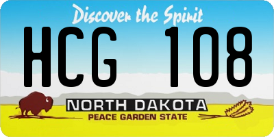 ND license plate HCG108