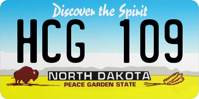 ND license plate HCG109