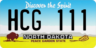 ND license plate HCG111