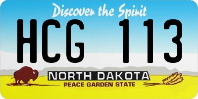 ND license plate HCG113