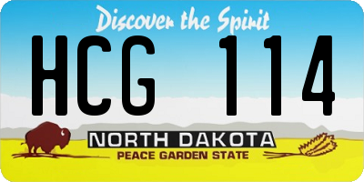 ND license plate HCG114