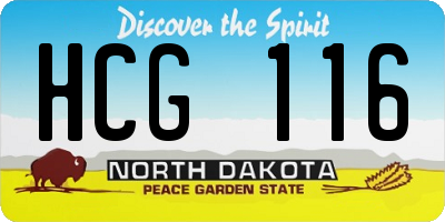 ND license plate HCG116