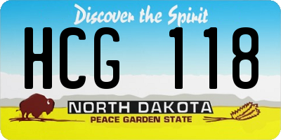 ND license plate HCG118