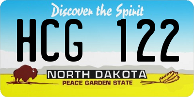 ND license plate HCG122