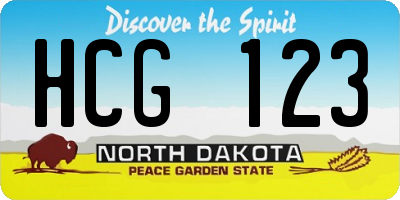ND license plate HCG123