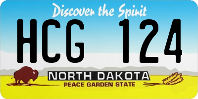 ND license plate HCG124