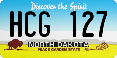 ND license plate HCG127