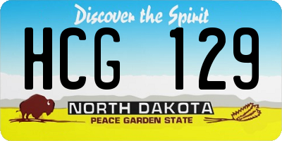 ND license plate HCG129