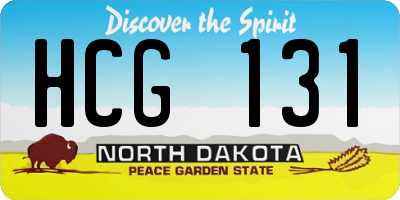 ND license plate HCG131