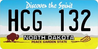 ND license plate HCG132