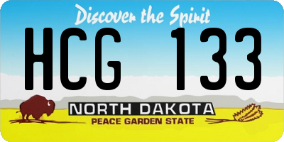 ND license plate HCG133