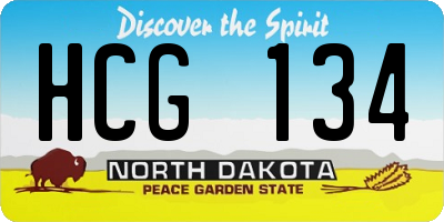 ND license plate HCG134