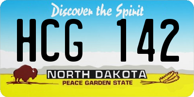 ND license plate HCG142