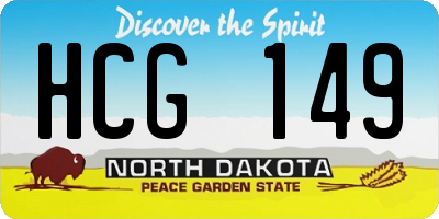 ND license plate HCG149