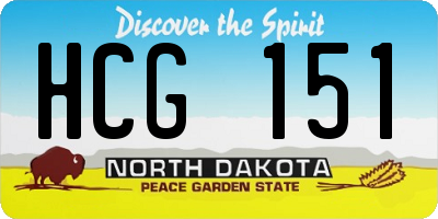 ND license plate HCG151