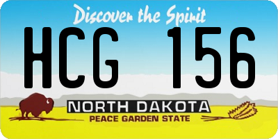 ND license plate HCG156