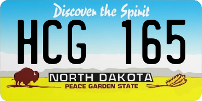 ND license plate HCG165