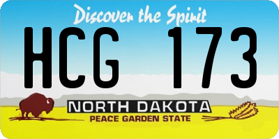 ND license plate HCG173