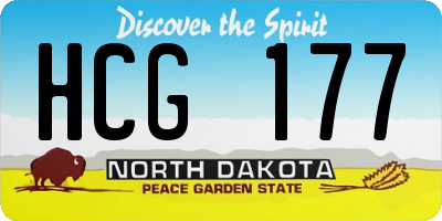 ND license plate HCG177