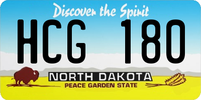 ND license plate HCG180