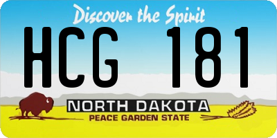 ND license plate HCG181