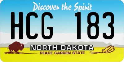 ND license plate HCG183