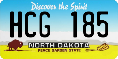 ND license plate HCG185