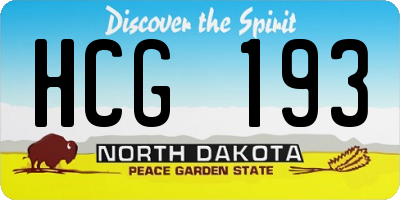 ND license plate HCG193