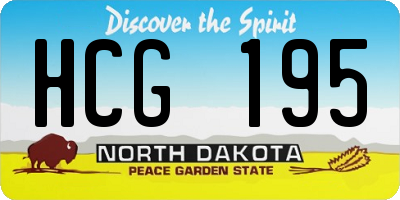 ND license plate HCG195