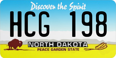 ND license plate HCG198