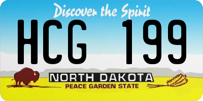 ND license plate HCG199